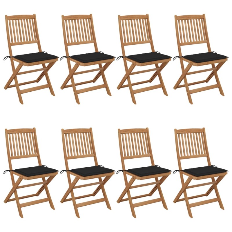 vidaXL Klappbare Gartenstühle 8 Stk. mit Kissen Massivholz Akazie vidaXL Klappbare Gartenstühle 8 Stk. mit Kissen Massivholz Akazie