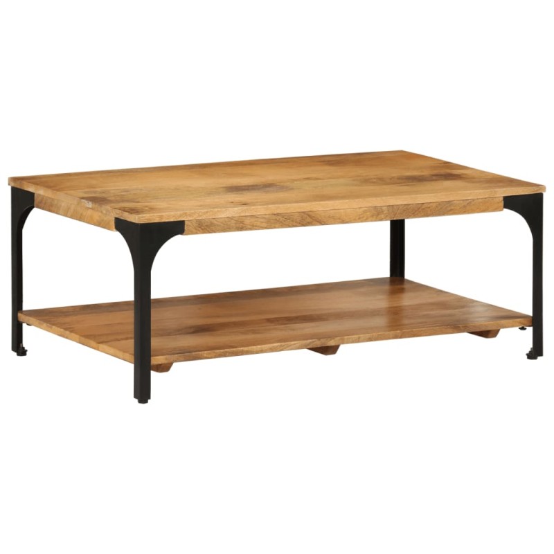 vidaXL Couchtisch mit Ablage 100x55x38 cm Massivholz Mango und Stahl vidaXL Couchtisch mit Ablage 100x55x38 cm Massivholz Mango und Stahl
