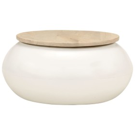 vidaXL Couchtisch Weiß 51x51x27 cm Massivholz Mango