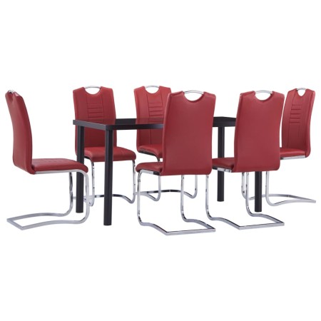 vidaXL 7-tlg. Essgruppe Kunstleder Rot