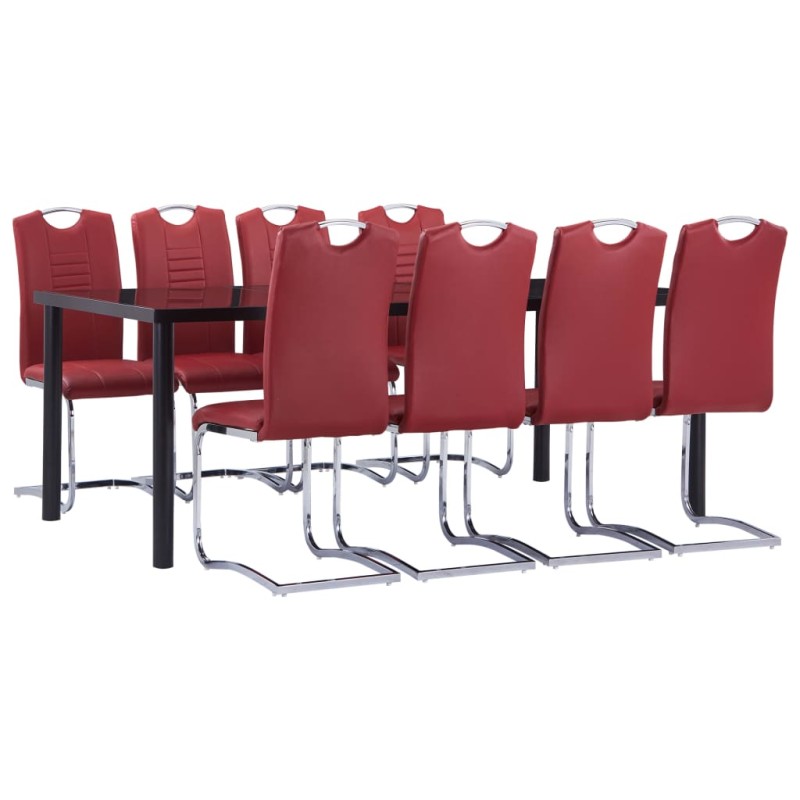 vidaXL 9-tlg. Essgruppe Kunstleder Rot vidaXL 9-tlg. Essgruppe Kunstleder Rot