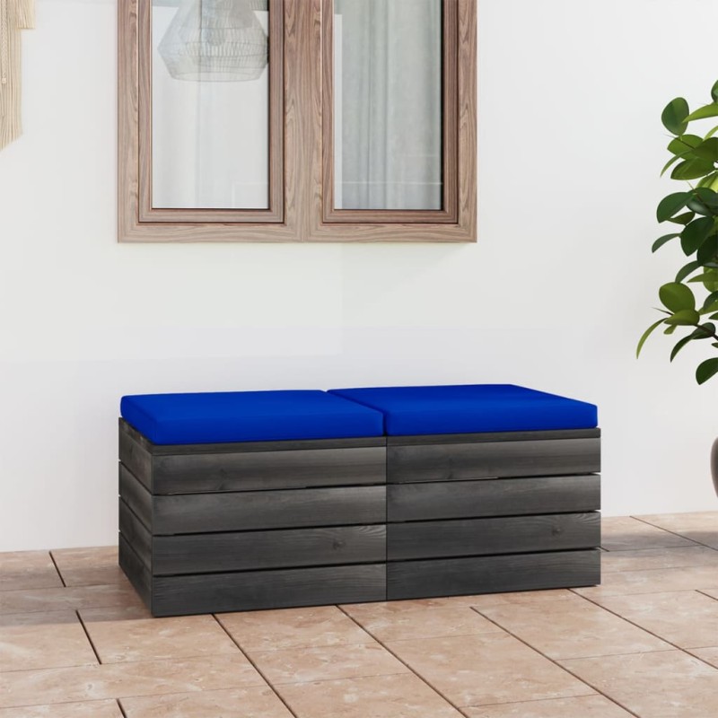 vidaXL Garten-Paletten-Hocker 2 Stk. mit Kissen Kiefer Massivholz vidaXL Garten-Paletten-Hocker 2 Stk. mit Kissen Kiefer Massivholz