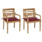 vidaXL Batavia-Stühle 2 Stk. mit Weinroten Kissen Teak Massivholz vidaXL Batavia-Stühle 2 Stk. mit Weinroten Kissen Teak Massivholz