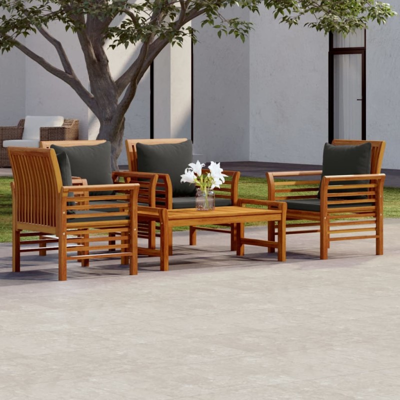 vidaXL 5-tlg. Garten-Lounge-Set mit Kissen Massivholz Akazie vidaXL 5-tlg. Garten-Lounge-Set mit Kissen Massivholz Akazie