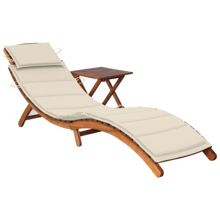 vidaXL Sonnenliege mit Tisch und Auflage Massivholz Akazie 