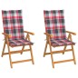 vidaXL Gartenstühle 2 Stk. Rote Karomuster Kissen Massivholz Teak vidaXL Gartenstühle 2 Stk. Rote Karomuster Kissen Massivholz Teak