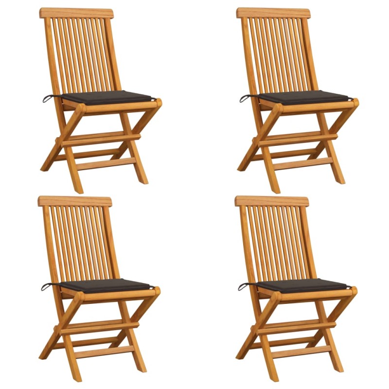 vidaXL Gartenstühle mit Taupe Kissen 4 Stk. Teak Massivholz vidaXL Gartenstühle mit Taupe Kissen 4 Stk. Teak Massivholz