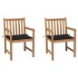 vidaXL Gartenstühle 2 Stk. mit Schwarzen Kissen Massivholz Teak vidaXL Gartenstühle 2 Stk. mit Schwarzen Kissen Massivholz Teak