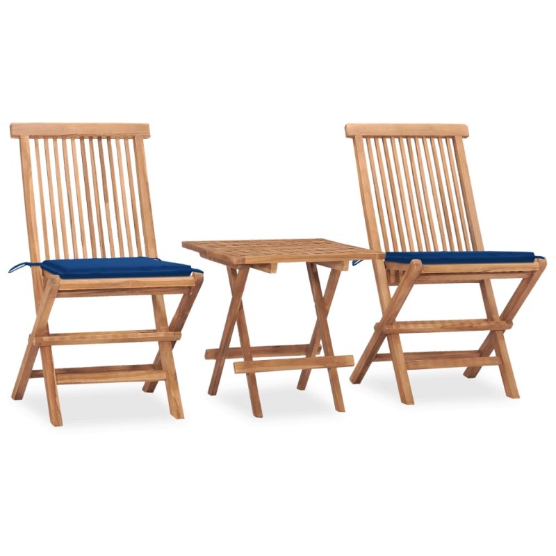 vidaXL 3-tlg. Garten-Essgruppe mit Kissen Klappbar Massivholz Teak vidaXL 3-tlg. Garten-Essgruppe mit Kissen Klappbar Massivholz Teak