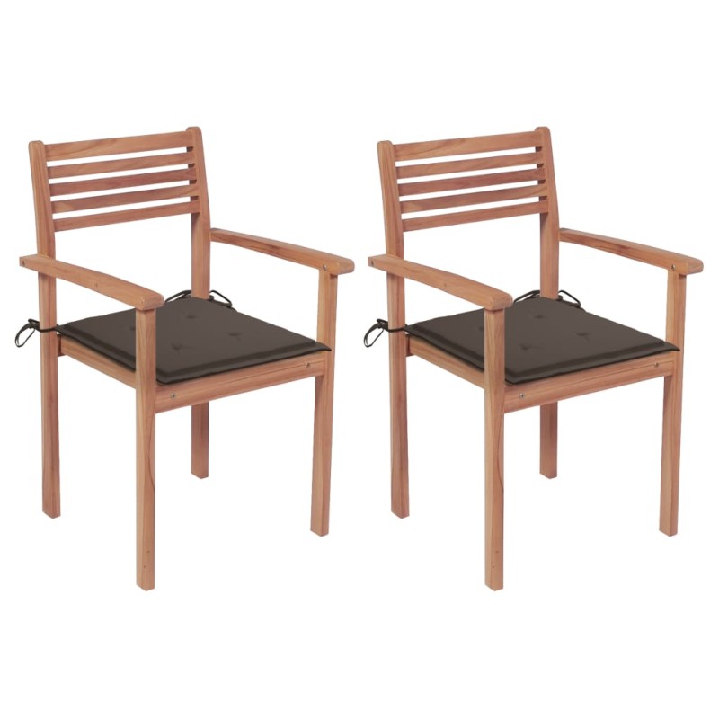 vidaXL Gartenstühle 2 Stk. mit Taupe Kissen Massivholz Teak vidaXL Gartenstühle 2 Stk. mit Taupe Kissen Massivholz Teak