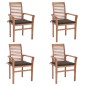 vidaXL Essstühle 4 Stk. mit Taupe Kissen Massivholz Teak vidaXL Essstühle 4 Stk. mit Taupe Kissen Massivholz Teak