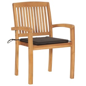 vidaXL Gartenstühle 2 Stk. mit Taupe Kissen Massivholz Teak