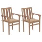 vidaXL Gartenstühle 2 Stk. mit Beige Kissen Teak Massivholz vidaXL Gartenstühle 2 Stk. mit Beige Kissen Teak Massivholz