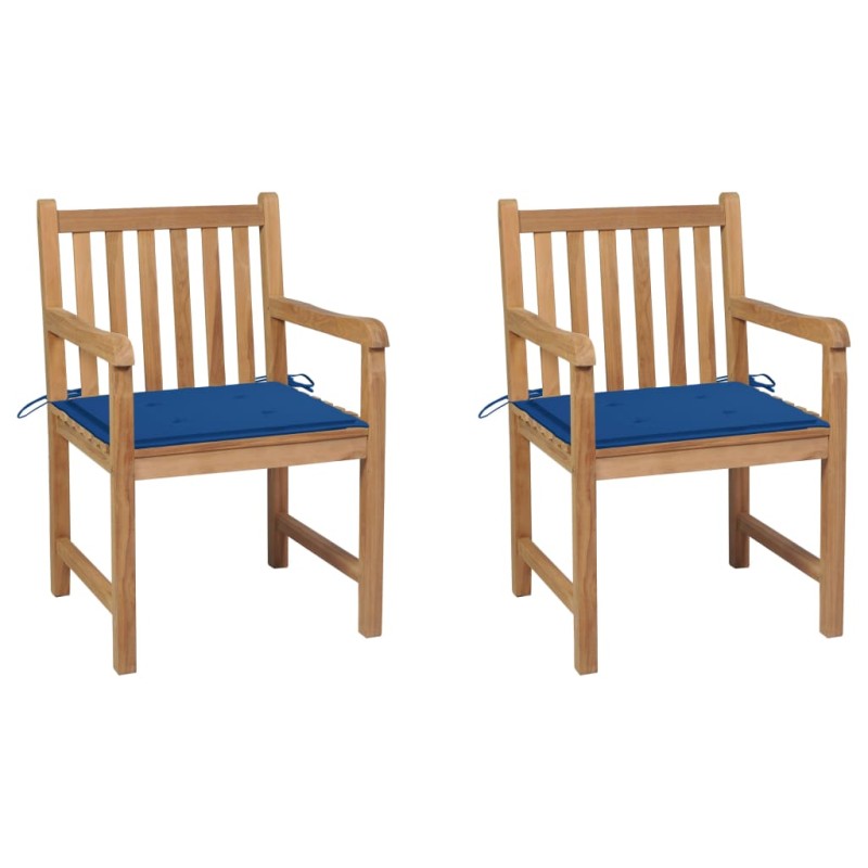 vidaXL Gartenstühle 2 Stk. mit Königsblauen Kissen Massivholz Teak vidaXL Gartenstühle 2 Stk. mit Königsblauen Kissen Massivholz Teak
