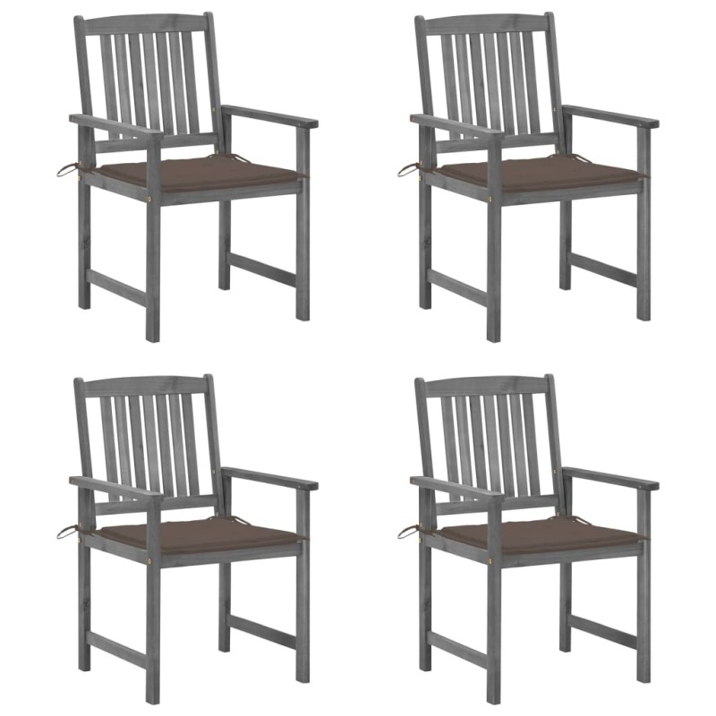 vidaXL Gartenstühle mit Kissen 4 Stk. Grau Massivholz Akazie vidaXL Gartenstühle mit Kissen 4 Stk. Grau Massivholz Akazie