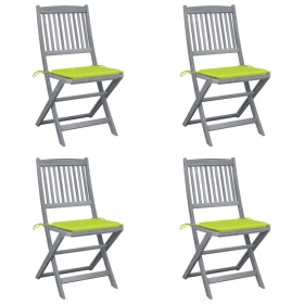 vidaXL Klappbare Gartenstühle 4 Stk. mit Kissen Massivholz Akazie