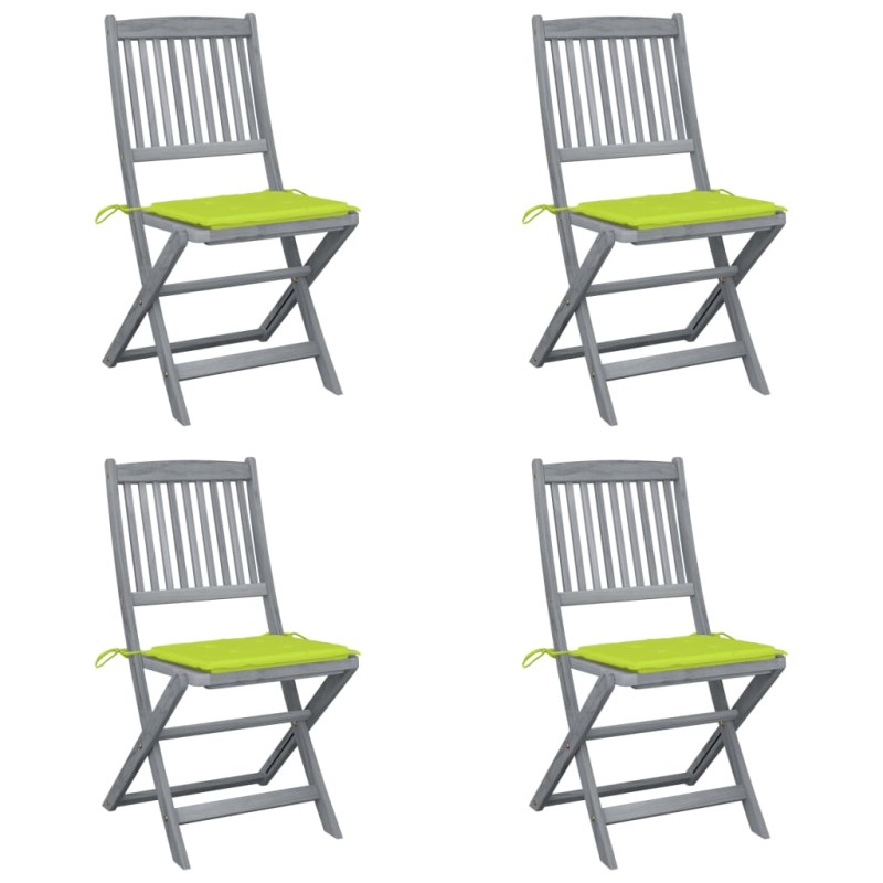 vidaXL Klappbare Gartenstühle 4 Stk. mit Kissen Massivholz Akazie vidaXL Klappbare Gartenstühle 4 Stk. mit Kissen Massivholz Akazie
