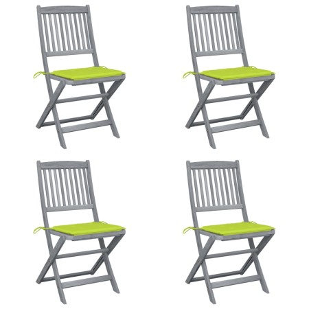 vidaXL Klappbare Gartenstühle 4 Stk. mit Kissen Massivholz Akazie