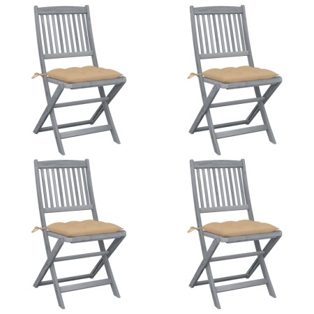vidaXL Klappbare Gartenstühle 4 Stk. mit Kissen Massivholz Akazie