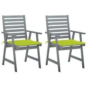 vidaXL Garten-Essstühle mit Kissen 2 Stk. Massivholz Akazie 