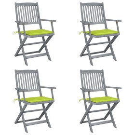 vidaXL Klappbare Gartenstühle 4 Stk. mit Sitzkissen Massivholz Akazie