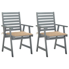 vidaXL Garten-Essstühle mit Kissen 2 Stk. Massivholz Akazie 