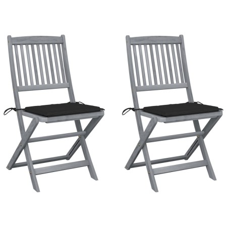 vidaXL Klappbare Gartenstühle 2 Stk. mit Kissen Massivholz Akazie