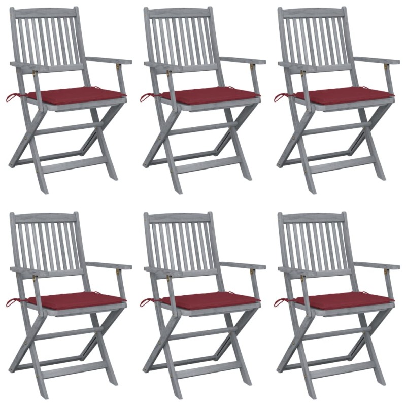 vidaXL Klappbare Gartenstühle 6 Stk. mit Sitzkissen Massivholz Akazie vidaXL Klappbare Gartenstühle 6 Stk. mit Sitzkissen Massivholz Akazie