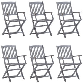 vidaXL Klappbare Gartenstühle 6 Stk. mit Sitzkissen Massivholz Akazie
