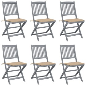 vidaXL Klappbare Gartenstühle 6 Stk. mit Sitzkissen Massivholz Akazie