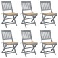 vidaXL Klappbare Gartenstühle 6 Stk. mit Sitzkissen Massivholz Akazie vidaXL Klappbare Gartenstühle 6 Stk. mit Sitzkissen Massivholz Akazie