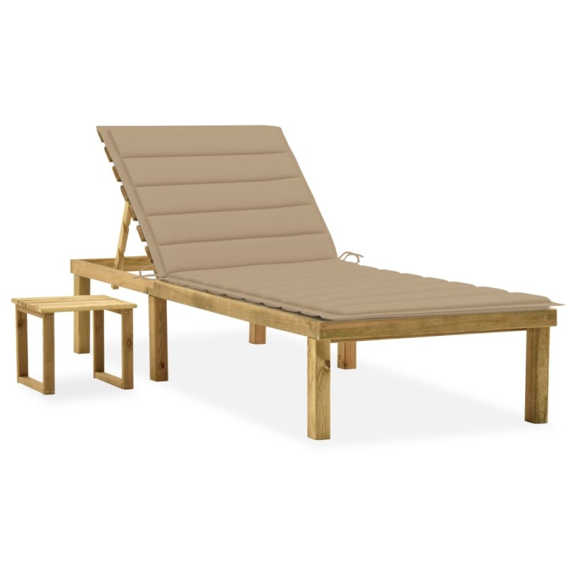 vidaXL Garten-Sonnenliege mit Tisch und Auflage Kiefer Imprägniert vidaXL Garten-Sonnenliege mit Tisch und Auflage Kiefer Imprägniert