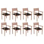 vidaXL Stapelbare Gartenstühle mit Kissen 8 Stk. Massivholz Teak vidaXL Stapelbare Gartenstühle mit Kissen 8 Stk. Massivholz Teak