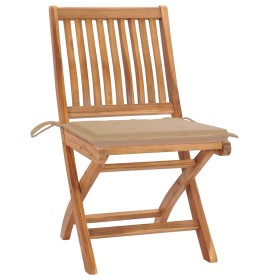 vidaXL Klappbare Gartenstühle mit Kissen 4 Stk. Massivholz Teak