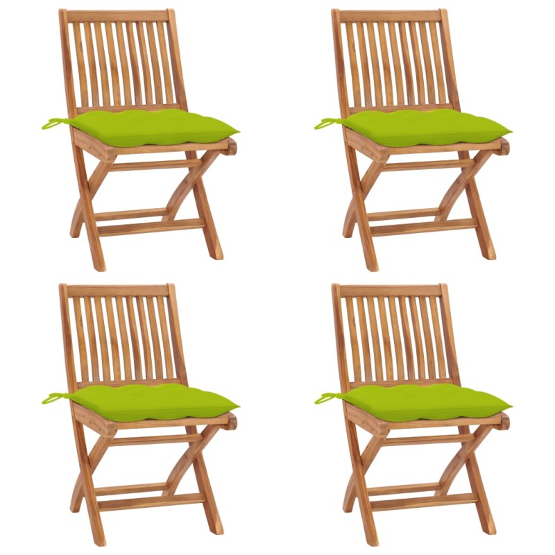 vidaXL Klappbare Gartenstühle mit Kissen 4 Stk. Massivholz Teak vidaXL Klappbare Gartenstühle mit Kissen 4 Stk. Massivholz Teak