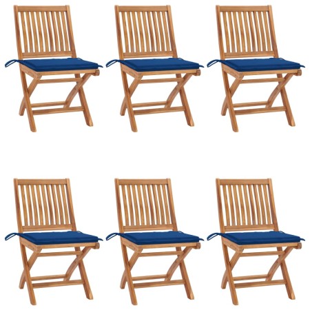 vidaXL Klappbare Gartenstühle mit Kissen 6 Stk. Massivholz Teak