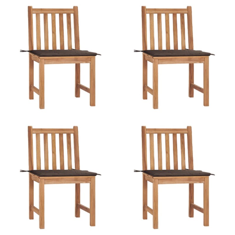 vidaXL Gartenstühle 4 Stk. mit Kissen Massivholz Teak vidaXL Gartenstühle 4 Stk. mit Kissen Massivholz Teak