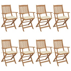 vidaXL Klappbare Gartenstühle 8 Stk. mit Kissen Massivholz Akazie