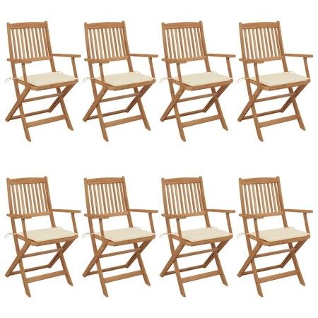 vidaXL Klappbare Gartenstühle 8 Stk. mit Kissen Massivholz Akazie