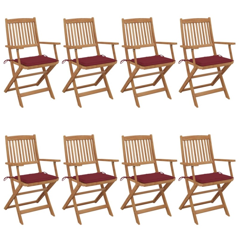 vidaXL Klappbare Gartenstühle 8 Stk. mit Kissen Massivholz Akazie vidaXL Klappbare Gartenstühle 8 Stk. mit Kissen Massivholz Akazie