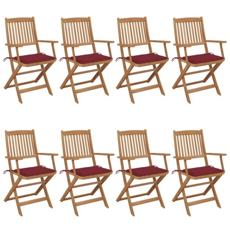 vidaXL Klappbare Gartenstühle 8 Stk. mit Kissen Massivholz Akazie