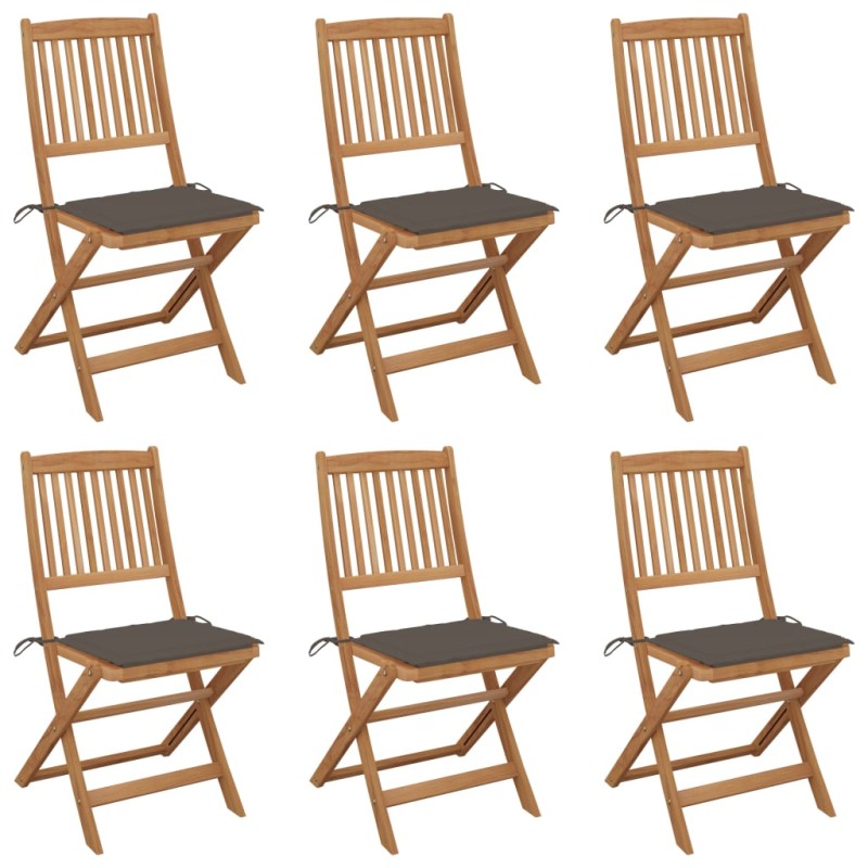 vidaXL Klappbare Gartenstühle 6 Stk. mit Kissen Massivholz Akazie vidaXL Klappbare Gartenstühle 6 Stk. mit Kissen Massivholz Akazie