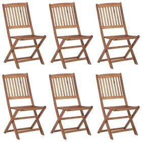 vidaXL Klappbare Gartenstühle 6 Stk. mit Kissen Massivholz Akazie