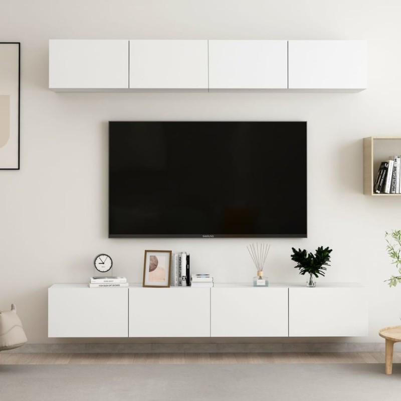 TV-Schränke 4 Stk. Weiß 100x30x30 cm Holzwerkstoff TV-Schränke 4 Stk. Weiß 100x30x30 cm Holzwerkstoff