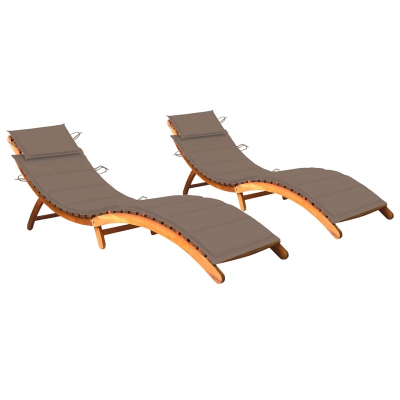 vidaXL Sonnenliegen 2 Stk. mit Auflagen Massivholz Akazie vidaXL Sonnenliegen 2 Stk. mit Auflagen Massivholz Akazie