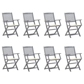 vidaXL Klappbare Gartenstühle 8 Stk. mit Kissen Massivholz Akazie