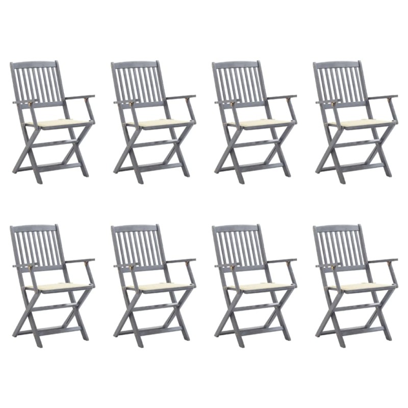 vidaXL Klappbare Gartenstühle 8 Stk. mit Kissen Massivholz Akazie vidaXL Klappbare Gartenstühle 8 Stk. mit Kissen Massivholz Akazie