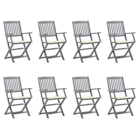 vidaXL Klappbare Gartenstühle 8 Stk. mit Kissen Massivholz Akazie
