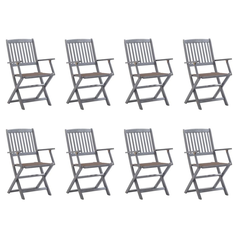 vidaXL Klappbare Gartenstühle 8 Stk. mit Kissen Massivholz Akazie vidaXL Klappbare Gartenstühle 8 Stk. mit Kissen Massivholz Akazie