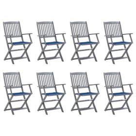 vidaXL Klappbare Gartenstühle 8 Stk. mit Kissen Massivholz Akazie